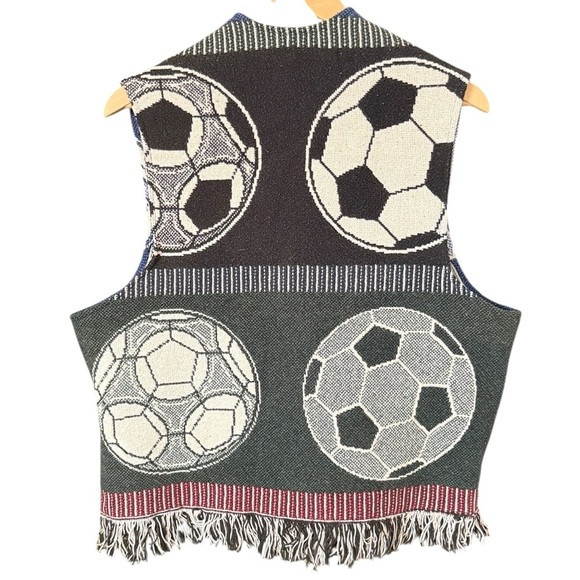 Soccer Ball Patterned Upcycle Blanket Vest - Picture 10 of 12